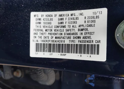 2014 Honda Accord Lx z USA, uszkodzony, nr VIN 1HGCR2F39EA042816